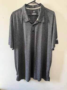 adidas Men’s Black & Gray Micro-Striped Polo